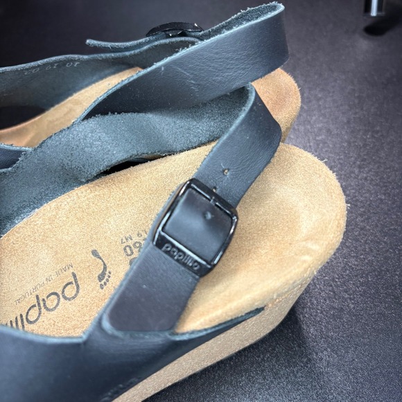 Papillio Birkenstock Samira sandal black natural leather sling back heel size 9 - Picture 6 of 8